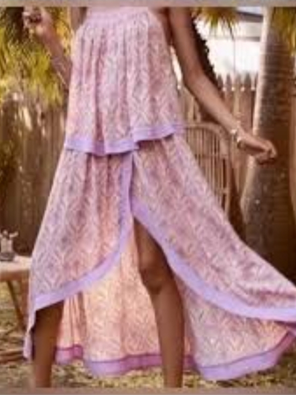 Spell and The Gypsy Jewel Wrap Skirt Cami SET Pink Floral Flowy Boho Maxi